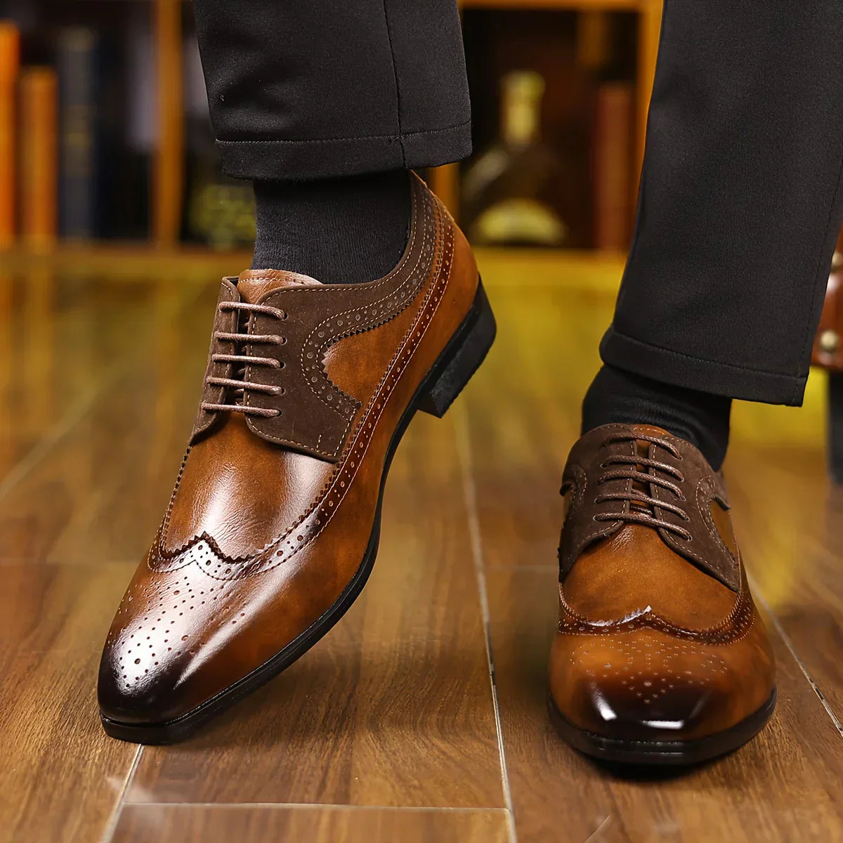 Men’s Leather Dress Shoes – Premium Black Formal Footwear, Elegant Design